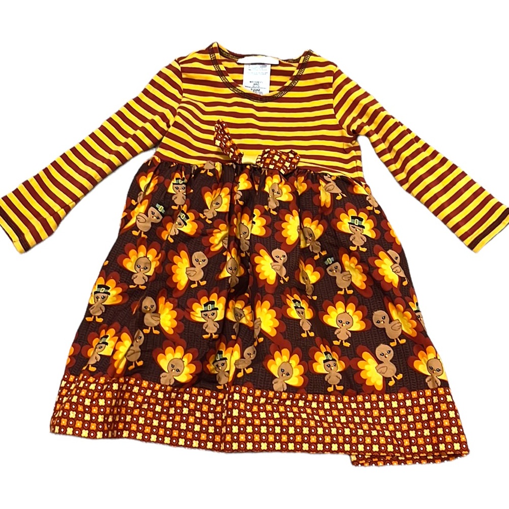 Striped Bonnie Baby Turkey Dress